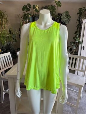 Fluorescent Neon Yellow Women's Sleeveless Active Tank Top XXL -